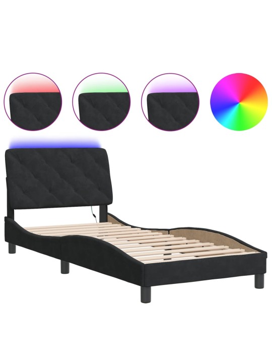 Rám postele s LED osvětlením černý 80 x 200 cm samet