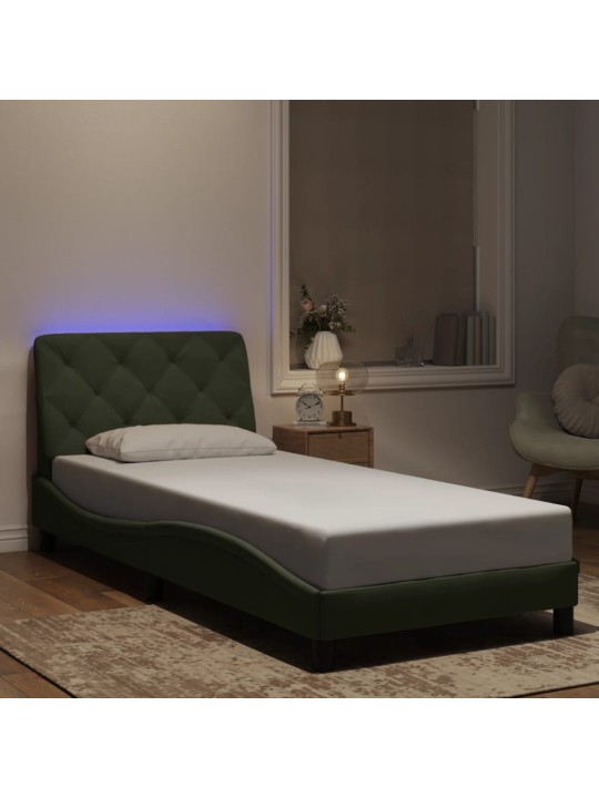 Rám postele s LED osvětlením světle šedý 90 x 200 cm samet