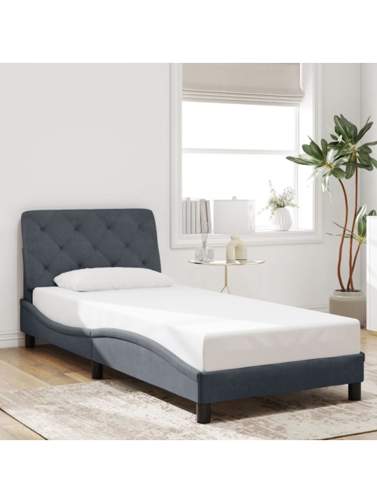 Rám postele s LED osvětlením tmavě šedý 90 x 200 cm samet
