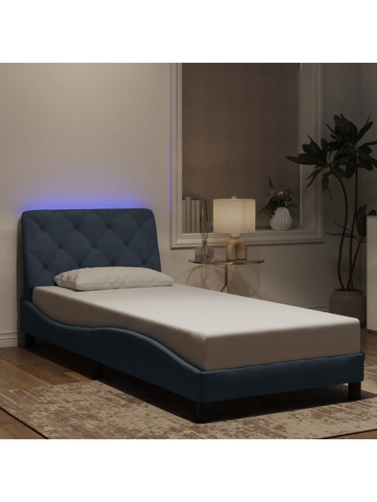 Rám postele s LED osvětlením tmavě šedý 90 x 200 cm samet