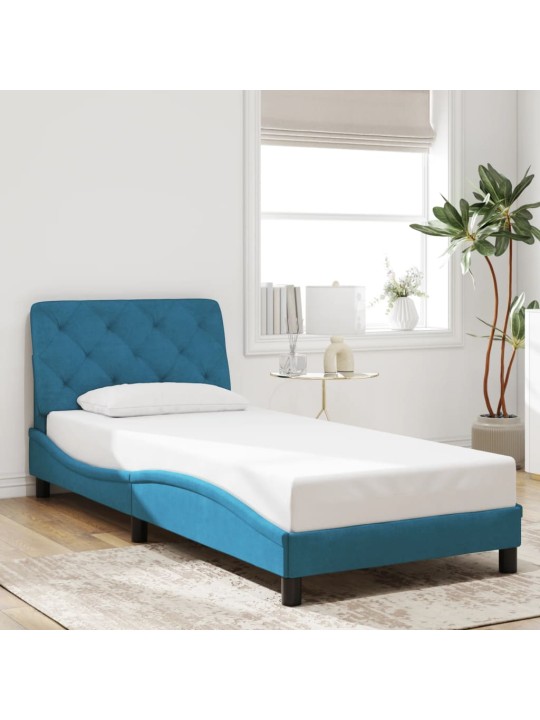 Rám postele s led osvětlením modrý 90 x 200 cm samet