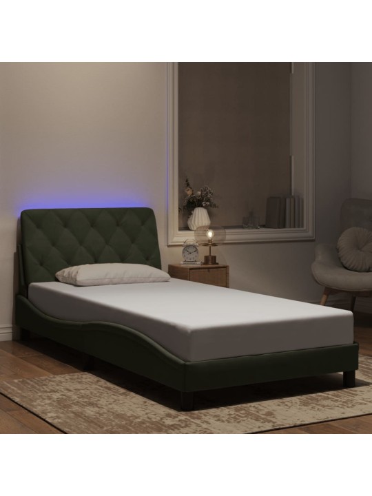 Rám postele s LED osvětlením světle šedý 100 x 200 cm samet