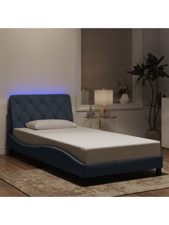 Rám postele s LED osvětlením tmavě šedý 100 x 200 cm samet