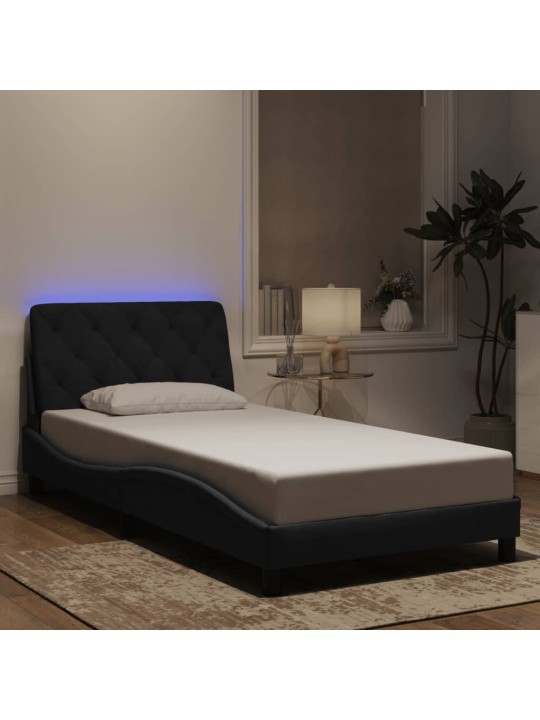 Rám postele s LED osvětlením černý 100 x 200 cm samet