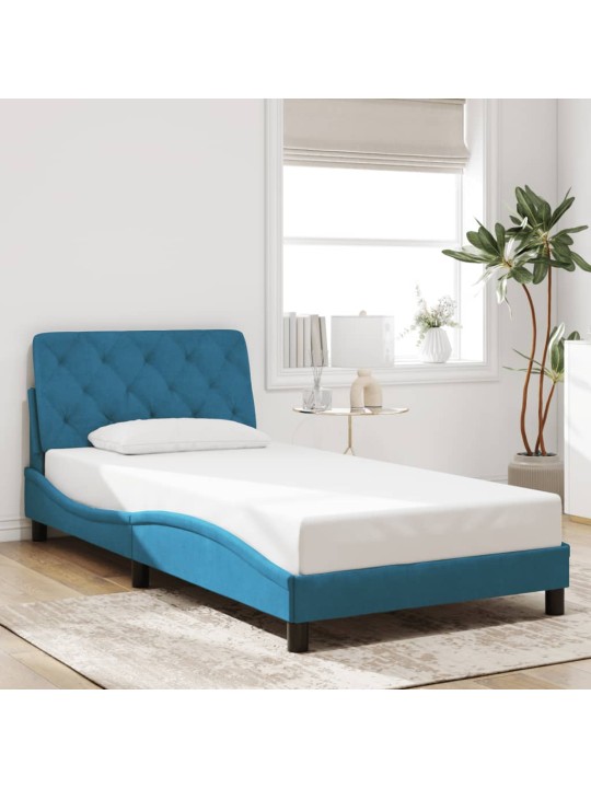 Rám postele s LED osvětlením modrý 100 x 200 cm samet