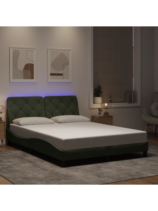 Rám postele s LED osvětlením světle šedý 120 x 200 cm samet