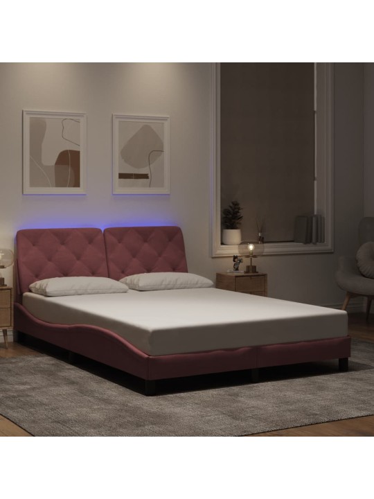 Rám postele s led osvětlením růžový 120 x 200 cm samet