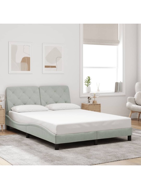 Rám postele s LED osvětlením světle šedý 140 x 190 cm samet