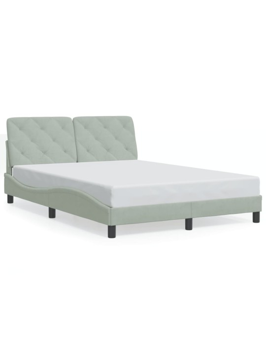 Rám postele s LED osvětlením světle šedý 140 x 190 cm samet