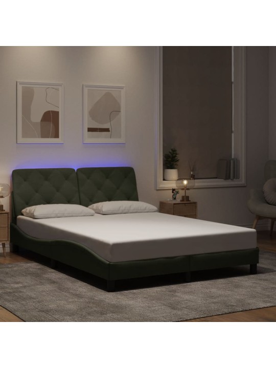Rám postele s LED osvětlením světle šedý 140 x 190 cm samet
