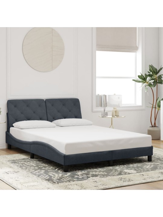Rám postele s LED osvětlením tmavě šedý 140 x 190 cm samet