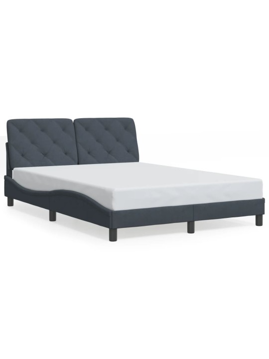 Rám postele s LED osvětlením tmavě šedý 140 x 190 cm samet