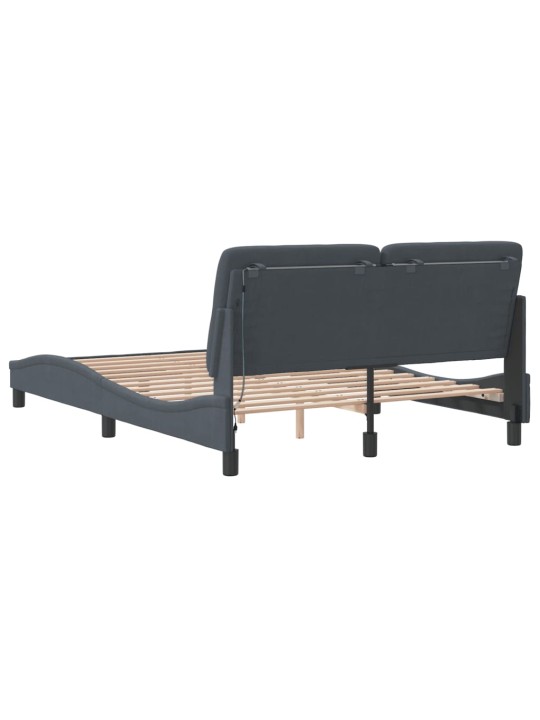 Rám postele s LED osvětlením tmavě šedý 140 x 190 cm samet