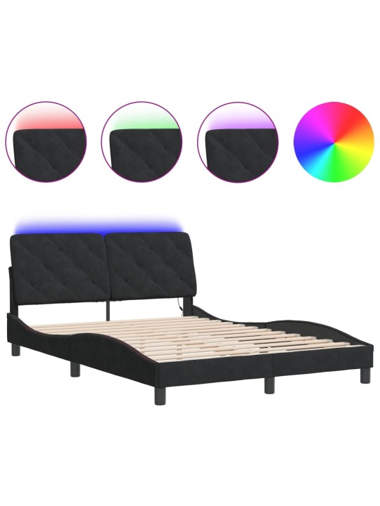 Rám postele s led osvětlením černý 140 x 190 cm samet