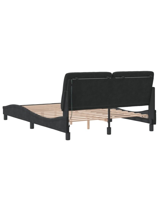 Rám postele s led osvětlením černý 140 x 190 cm samet