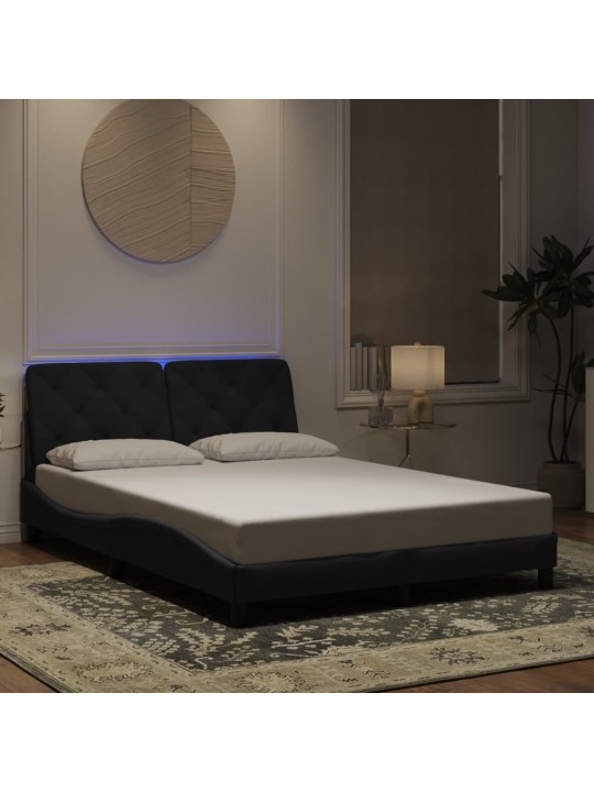Rám postele s led osvětlením černý 140 x 190 cm samet