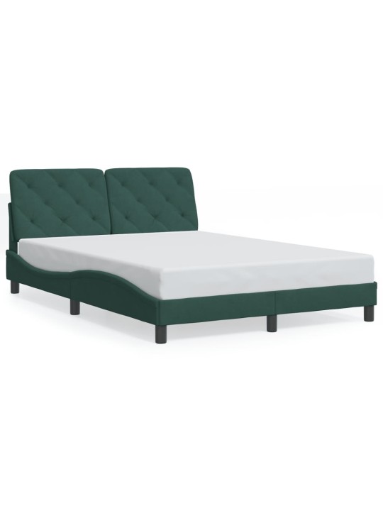 Rám postele s led osvětlením tmavě zelený 140 x 190 cm samet