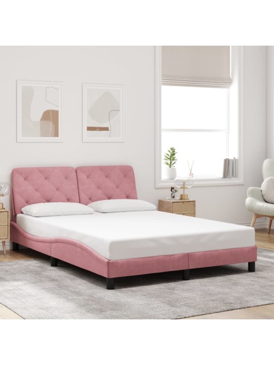 Rám postele s led osvětlením růžový 140 x 190 cm samet