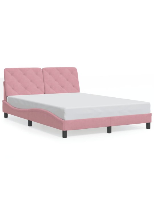 Rám postele s led osvětlením růžový 140 x 190 cm samet