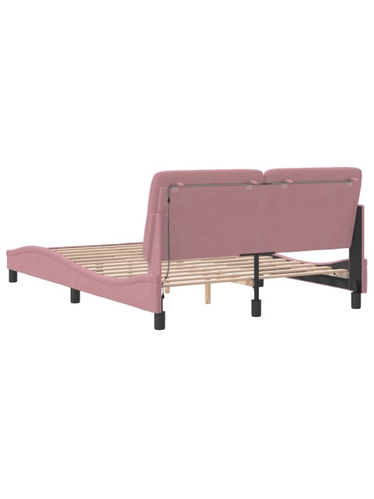 Rám postele s led osvětlením růžový 140 x 190 cm samet