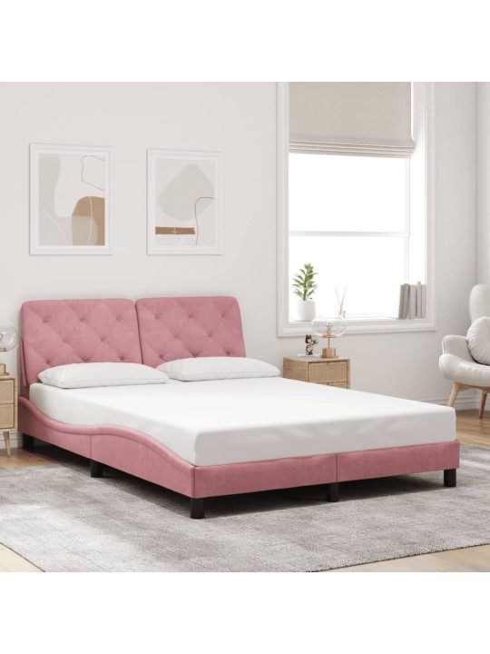 Rám postele s led osvětlením růžový 140 x 200 cm samet