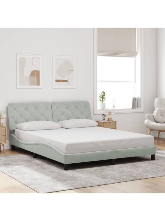 Rám postele s LED osvětlením světle šedý 160 x 200 cm samet