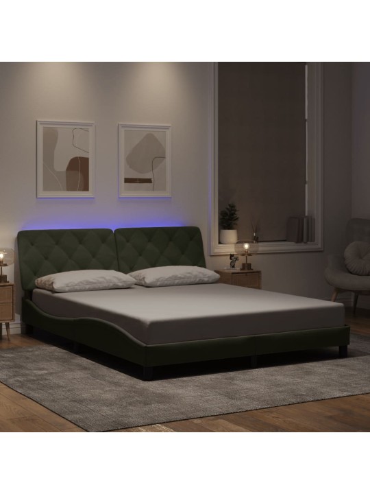 Rám postele s LED osvětlením světle šedý 160 x 200 cm samet