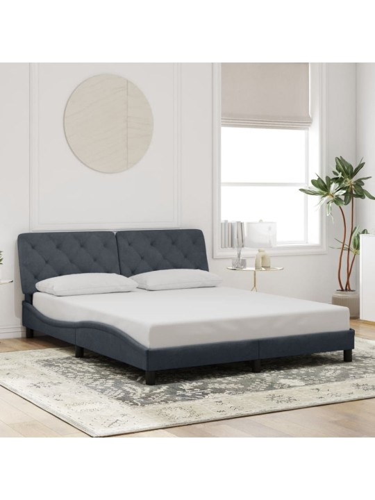 Rám postele s LED osvětlením tmavě šedý 160 x 200 cm samet