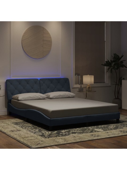 Rám postele s LED osvětlením tmavě šedý 160 x 200 cm samet
