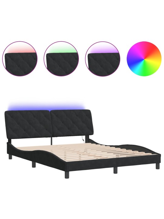 Rám postele s LED osvětlením černý 160 x 200 cm samet