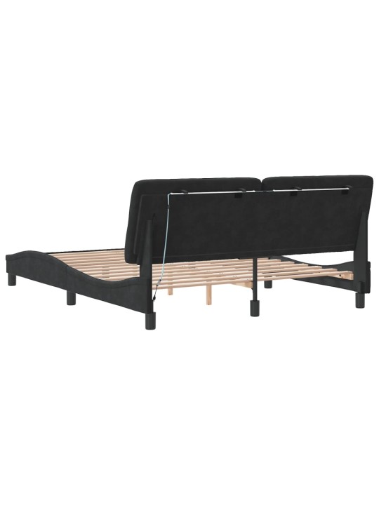 Rám postele s LED osvětlením černý 160 x 200 cm samet
