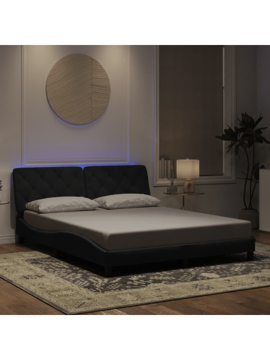 Rám postele s LED osvětlením černý 160 x 200 cm samet