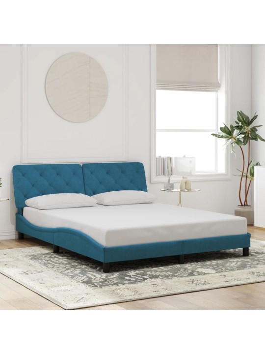 Rám postele s led osvětlením modrý 160 x 200 cm samet