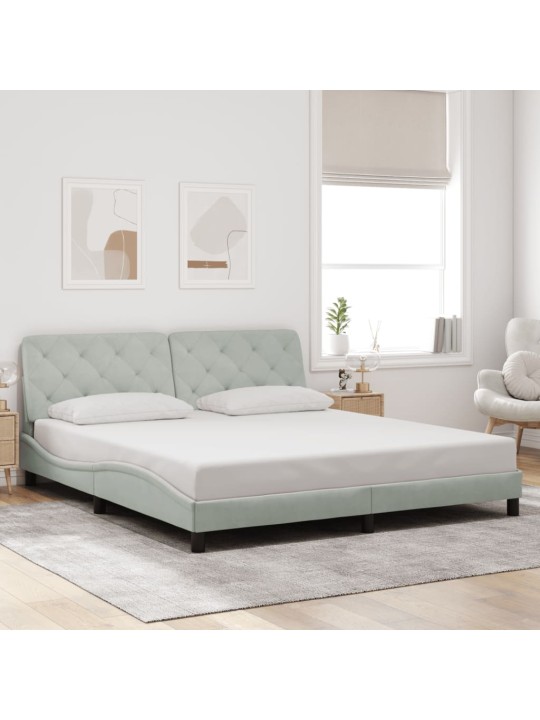 Rám postele s LED osvětlením světle šedý 180 x 200 cm samet
