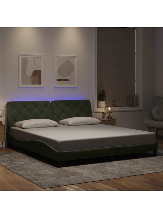 Rám postele s LED osvětlením světle šedý 180 x 200 cm samet