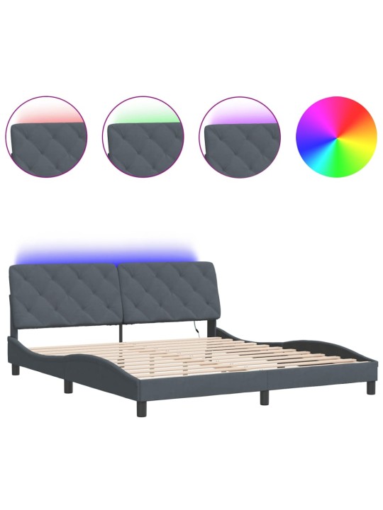 Rám postele s LED osvětlením tmavě šedý 180 x 200 cm samet