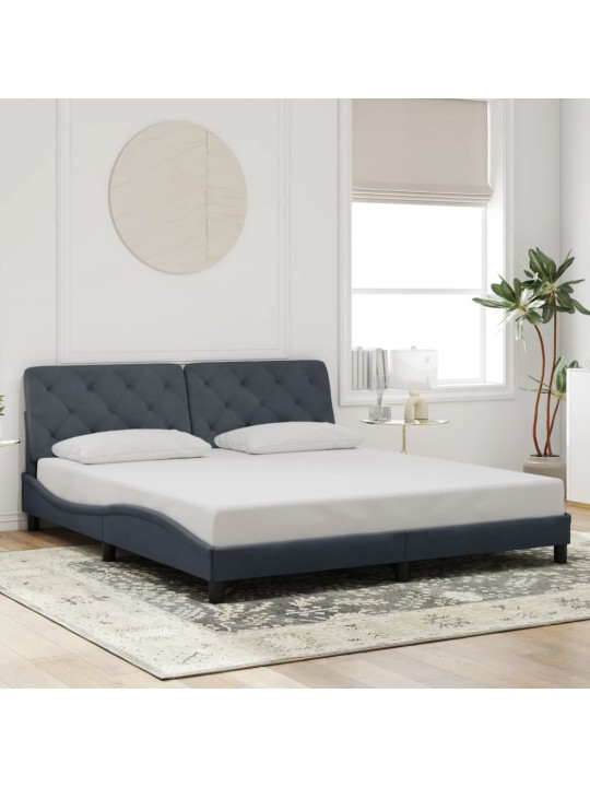 Rám postele s LED osvětlením tmavě šedý 180 x 200 cm samet