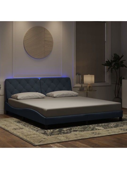 Rám postele s LED osvětlením tmavě šedý 180 x 200 cm samet