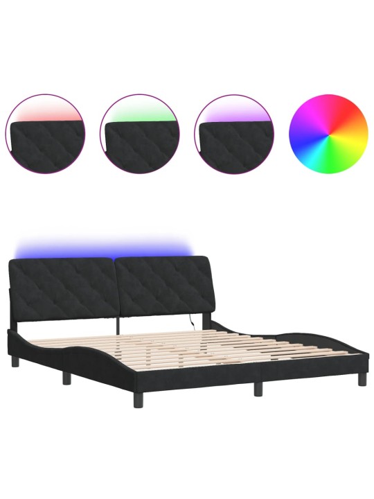 Rám postele s LED osvětlením černý 180 x 200 cm samet