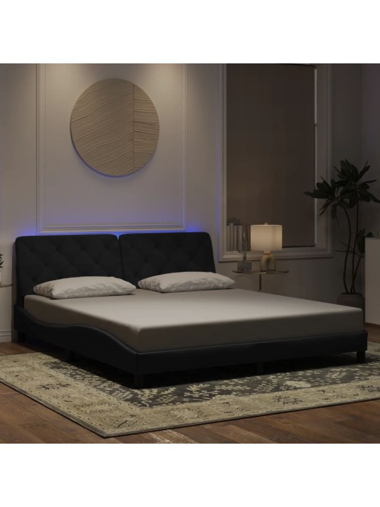 Rám postele s LED osvětlením černý 180 x 200 cm samet