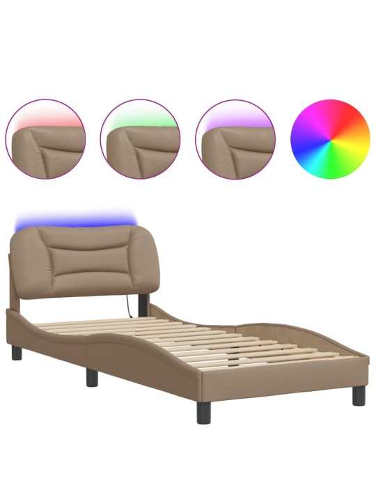 Rám postele s led osvětlením cappuccino 80 x 200 cm umělá kůže