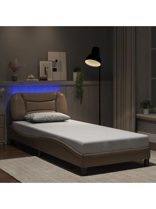 Rám postele s led osvětlením cappuccino 80 x 200 cm umělá kůže