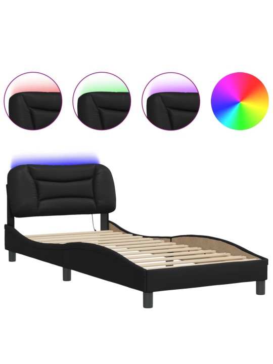 Rám postele s LED osvětlením černý 90 x 190 cm umělá kůže
