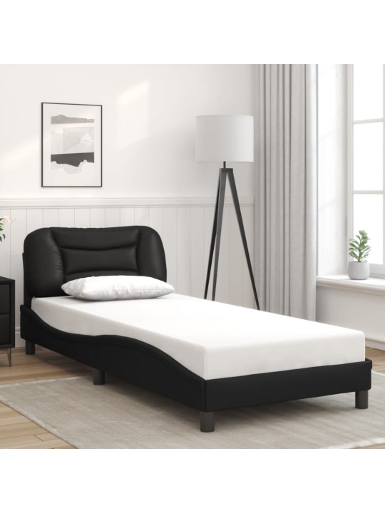 Rám postele s LED osvětlením černý 90 x 190 cm umělá kůže