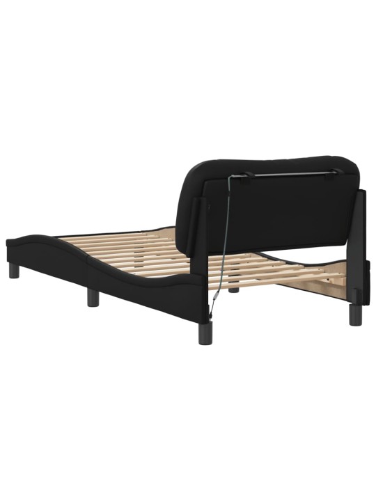 Rám postele s LED osvětlením černý 90 x 190 cm umělá kůže