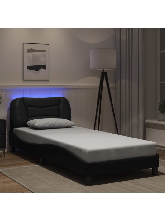 Rám postele s LED osvětlením černý 90 x 190 cm umělá kůže