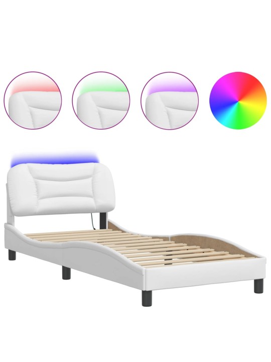 Rám postele s led osvětlením bílý 90 x 190 cm umělá kůže