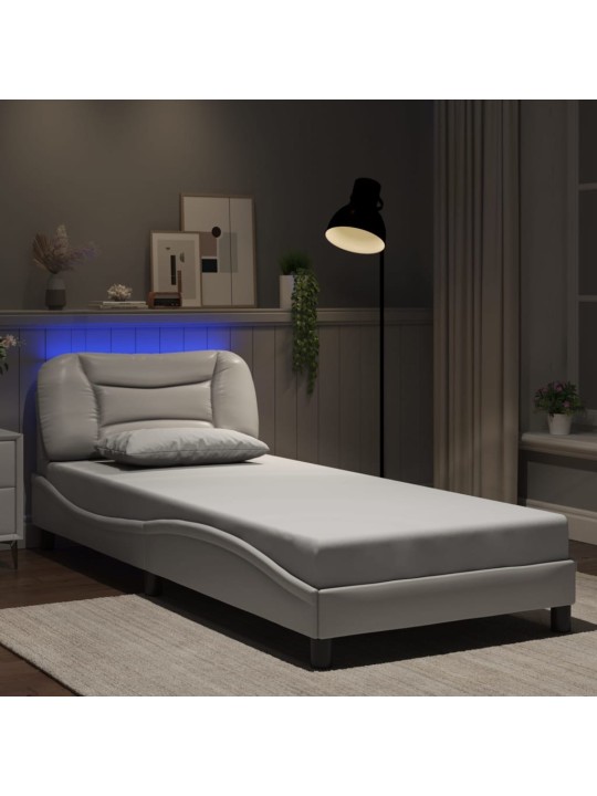 Rám postele s led osvětlením bílý 90 x 190 cm umělá kůže