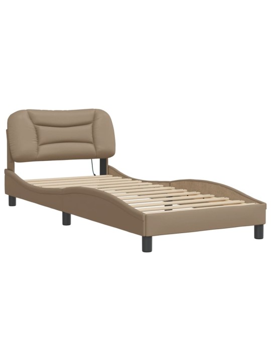 Rám postele s led osvětlením cappuccino 90 x 190 cm umělá kůže