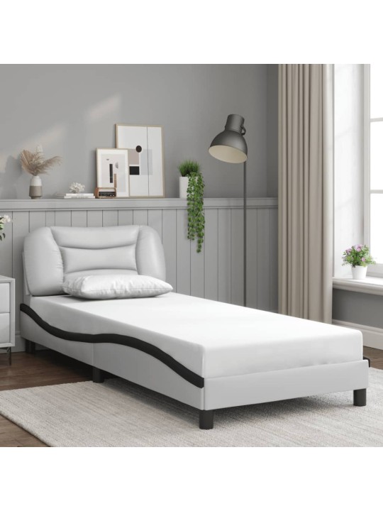 Rám postele s led osvětlením bílý a černý 90x190 cm umělá kůže